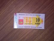 Bilet jednorazowy 0,75zł 75 gr MPK Łódź stare logo skasowany ulgowy