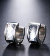 Kolczyki koła małe z kryształkiem prostokątnym srebrny