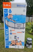 Używany basen Firmy Bestway „Steel Pro Max”, 3,66x0,76m z full osprzętem