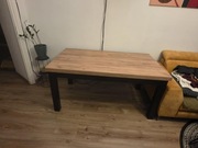 Stół rozkładany 160x90 + 50 cm, czarne nogi, blat craft