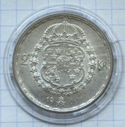 #3855 Szwecja 2 korony 1945 srebro UNC 