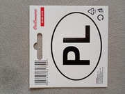 naklejka PL owalna 8x6cm, biała, nowa