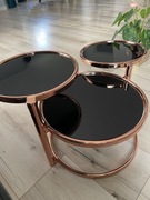 Stolik szklany czarno złoty