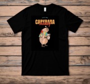 Czarna  męska  koszulka z nadrukiem  Capibary