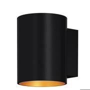 Designerski kinkiet czarny ze złotym wnętrzem Sola