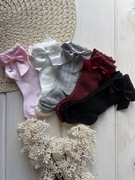 Bawełniane podkolanówki 56 62 dla niemowlaka niemowlęce 0-6 na sesję