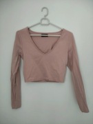 Różowa bluzka z długim rękawem dekolt even&odd S 36 bluzeczka pudrowy róż