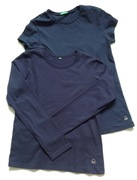 Benetton x2 granatowy tshirt + longsleeve 10 / 11 lat