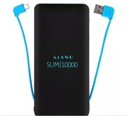 Powerbank Kiano Slim 10000 mAh czarny – nowy | wbudowane kable