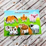 Zwierzęta na farmie. Układanka na rzepy Montessori. Zabawka edukacyjna. 