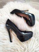 Czarne lakierowane szpilki buty Platformy Asos 37 Vintage y2k