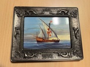 Zabytkowy obrazek Nina malowany na porcelanie 