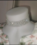 Naszyjnik Choker Srebrny Cyrkonie 13 Rzędów Elegancki 4cm