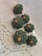 Ceramiczne gałki do mebli uchwyty zielone stare złoto 