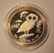 SOWA ATEŃSKA  2 $ DOLARY - TWO DOLLARS NIUE 2017 - 1 OZ 999, 1 UNCJA 999 