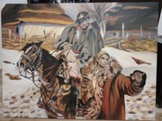 W.Kossak "ranny kirasjer i dziewczyna " kopia obraz olejny 