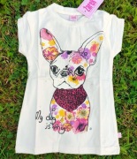 ŻAREK śliczna bluzeczka,tuniczka z pieskiem,cienka,przewiewna bawełna,92/98