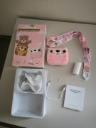 Aparat natychmiastowy różowy miś z funkcją drukowania z kartą pamięci 32 G