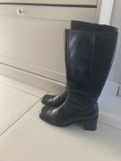 Vintage skórzane kozaki do kolan na obcasie 37