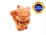 Maneki neko drewno japoński kot witający szczęścia bogactwa figurka