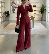 Nowy modny burgundowy elegancki komplet damski garnitur marynarka do pracy