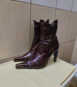 Buty damskie 38 botki Neri skórzane skóra czerwone burgundowe burgund na ob