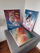 Kolekcja 3 szt obraz nowoczesny akwarela 50 x 40 cm