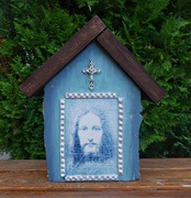 Kapliczka Handmade Brzozowe Drewno Decoupage 