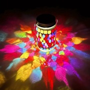 Lampa solarna BOHO LED Czerwona Dekoracja Mozaika Ogród Altana Patio