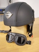 Kask motocyklowy w stylu retro rozmiar L z okularkami