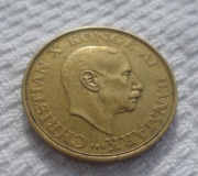Dania Król Chrystian X Glücksburg DKK 1 korona krone 1946 KM# 835