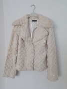 BEBE kurtka z futra królika z cyrkoniami , jedwab futro królika M/L