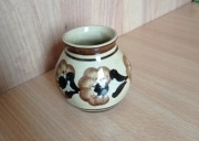 wazonik ceramika w kwiaty I vintage I hand made I brązowe kwiaty