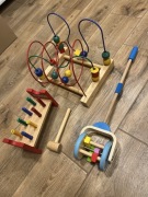 Zestaw drewniany Ikea Przekładanka Wbijak Pchacz Hape