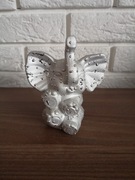 Słonik porcelanowy srebrny 