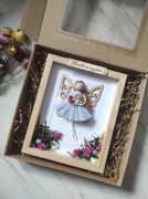 Anioł na szczęście koniczynka aniołek w ramce 