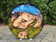 Duży zegar drewniany Ø40 cm  topola czeczot –rękodzieło – loft, industrial 