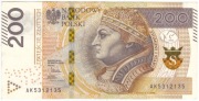 200 złotych 2015 rok RADAR seria AK 5312135