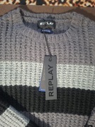 Męski sweter Replay z recyklingu, w paski