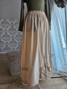 Długa  beżowa spódnica damska maxi na gumce tafta kieszeń cargo długa