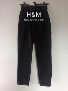 Nowe bawełniane spodnie H&M S 36 bawełna z wysokim stanem wiązane czarne 