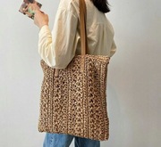 Torba plażowa ze słomy pojemna 38 x 38 cm