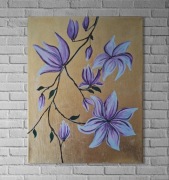 Obraz na płótnie ręcznie malowany akrylami "Złota magnolia" prezent 60/80