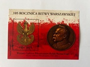 Pocztówka i bloczek Józef Piłsudski wystawa Bitwa Warszawska