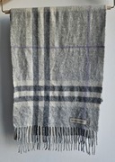 Burberry Giant Check Grey Purple Cashmere Scarf 168x30