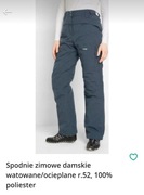 Spodnie zimowe damskie watowane/ocieplane r.52, 100% poliester 