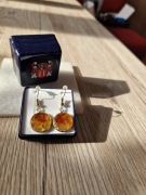 BURSZTYN BAŁTYCKI KOLCZYKI OTWARTE STAL SZLACHETNA