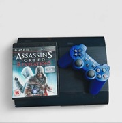 PS3 SuperSlim CECH-4204A + niebieski pad + gra