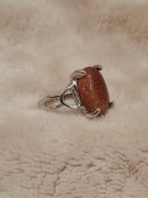 Pierścionek piasek pustyni brązowy brokatowy kamień retro vintage boho