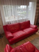 Kanapa skórzana naturalna skóra piękny czerwony kolor 3 osobowa 